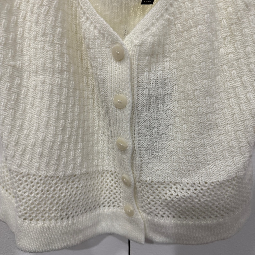 Lulu's Cream Knit Button-Front Crop Top - Picture 3 of 8